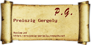 Preiszig Gergely névjegykártya